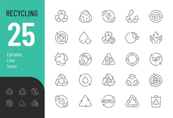 
Recycling Line Editable Icons set. Vector illustration in modern thin line style of ecology related icons: green energy, water, earth care, and more. Pictograms and infographics.
