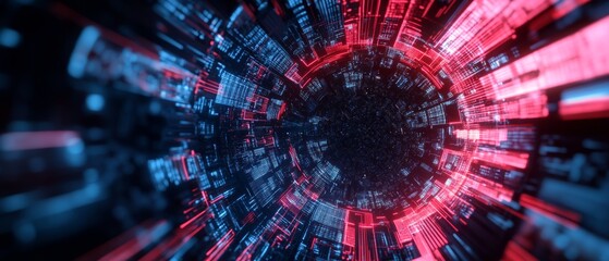 Futuristic Urban Cityscape Neon-Lit Nighttime View with Digital Overlays - Connectivity and Innovation for Smart City Tech Solutions and Network Visualization