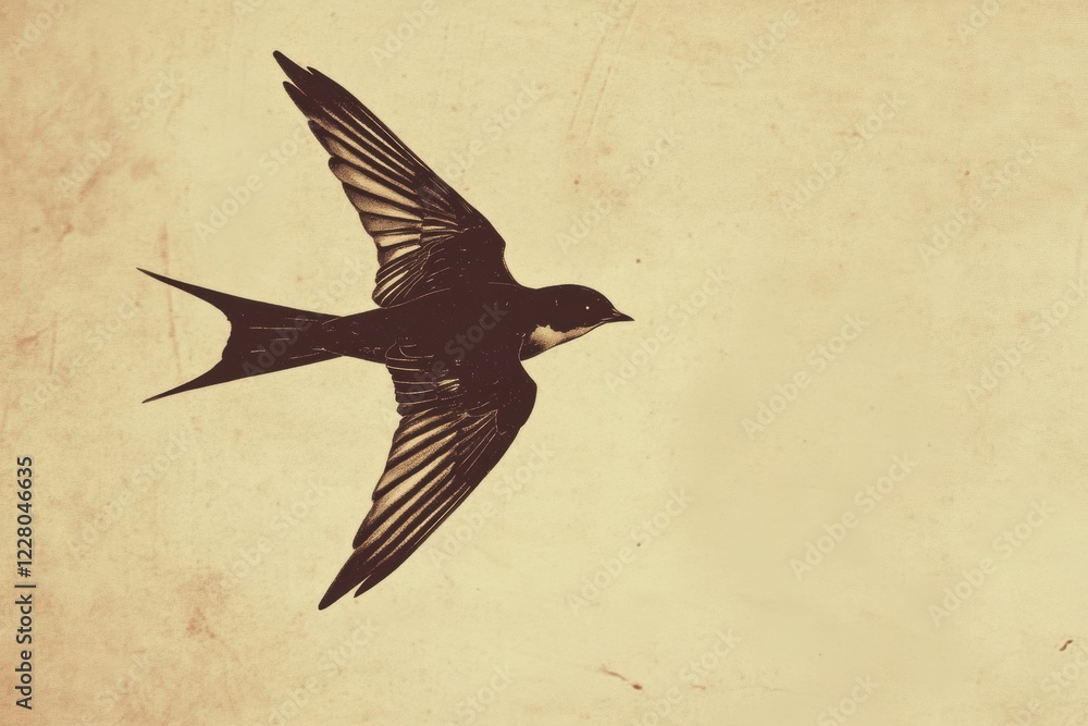 Poster swift bird in flight against a textured background capturing the essence of freedom and motion. gene