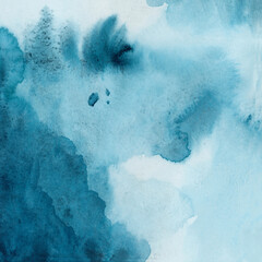 Bright painted blue, green and violet watercolor texture. Hand drawn background