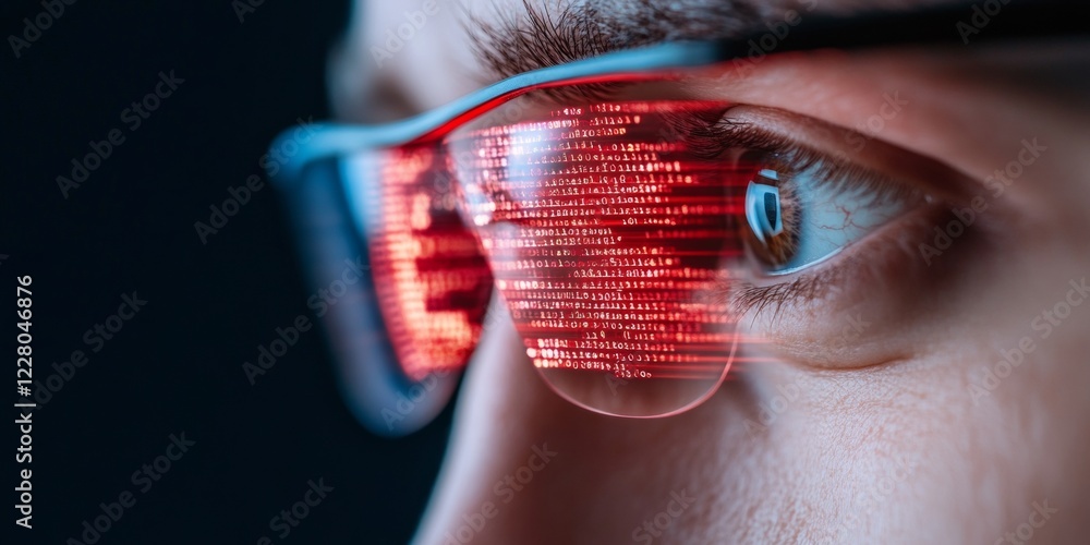 Aufkleber Futuristic Digital Security Visual Human Eye with Data Stream Reflections and Encryption Symbol - Advanced Network Protection and Privacy Solutions for Tech Innovation