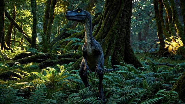 Velociraptor dinosaur in the wilderness