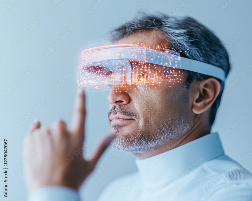 Aufkleber futuristic health-tech integration indian entrepreneur in cyber-vr wearable - catalyzing business in