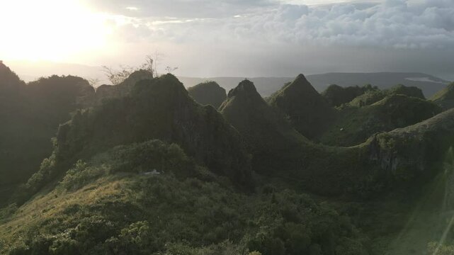 Aerial of Ome&ntilde;a Peak summit, picturesque overviews of Cebu stunning landscape