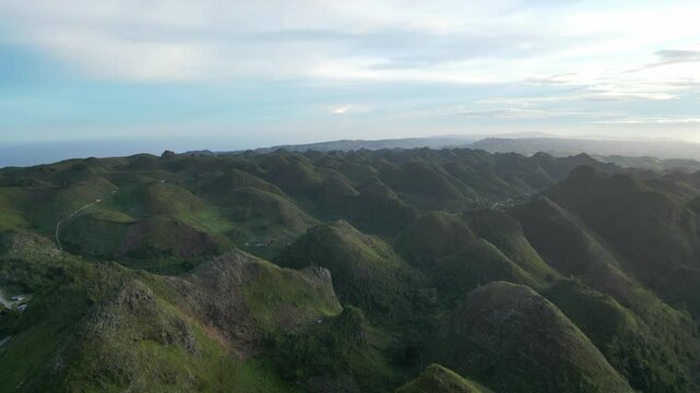 Stunning drone of Ome&ntilde;a Peak, its green terrain and sweeping island overviews