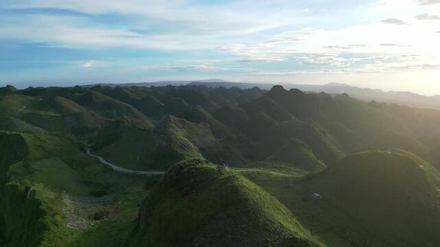 Aerial establishing of Ome&ntilde;a Peak, the verdant slopes and expansive vistas of Cebu highest point