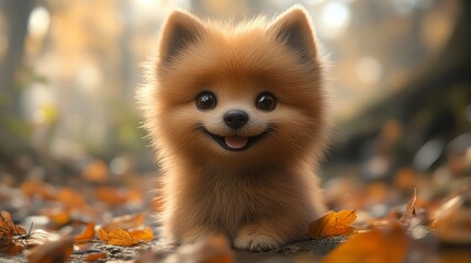 Obraz premium Cute puppy in the flowers