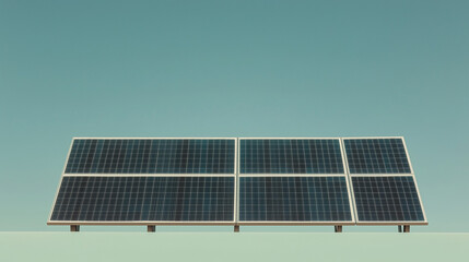 Solar Panel Array: A close-up view of a solar panel array against a pale blue sky, showcasing the sleek design and technological advancement of renewable energy sources.