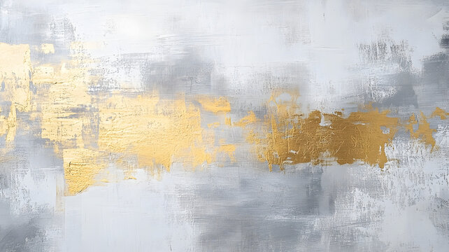 un fondo con pintura gris y una franja de brochazo o pincelada en color dorado color oro con espacio de copia o para cuadro decorativo dise&ntilde;o minimalista 