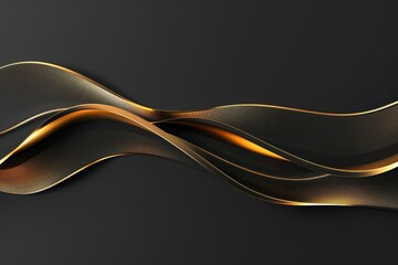 Obraz premium Elegant Black and Gold Abstract Fluid Waves with Shimmering Metallic Texture for Luxury, Modern Glamour, and High-End Design Backgrounds
