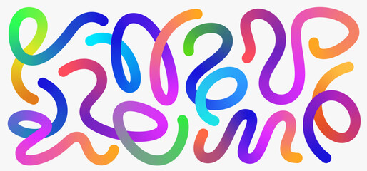 Colorful Gradient curves on white background. Cool and fun design elements.