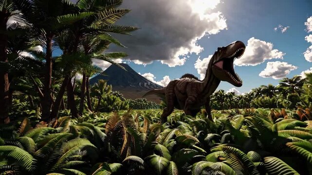 Velociraptor dinosaur in the wilderness