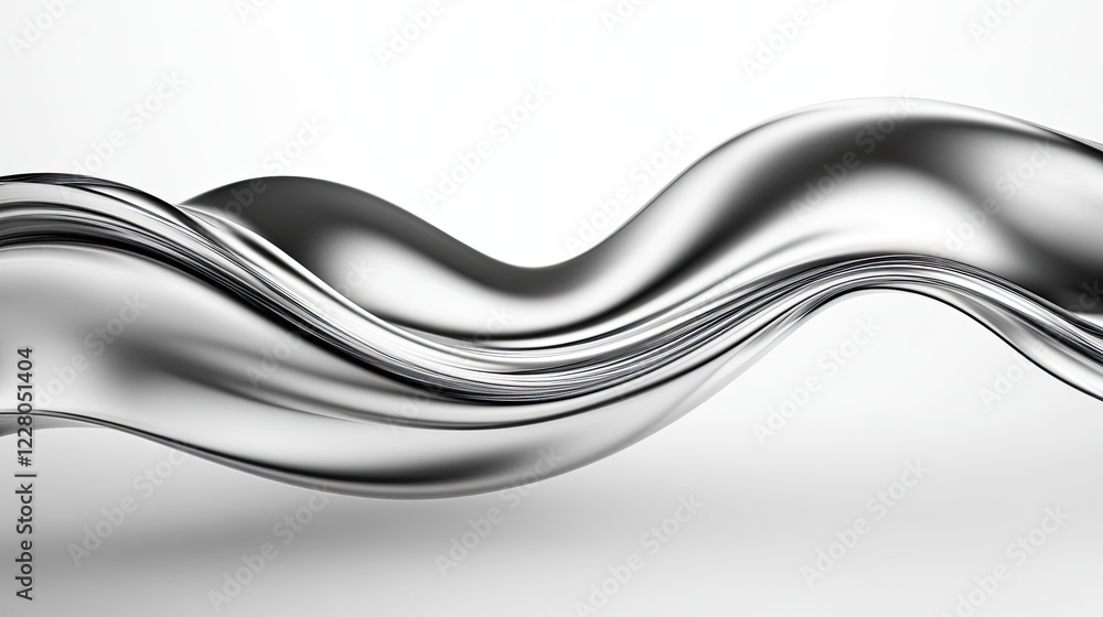 Poster smooth gradient of light gray to black with abstract metallic waves and soft tech-inspired curves.
