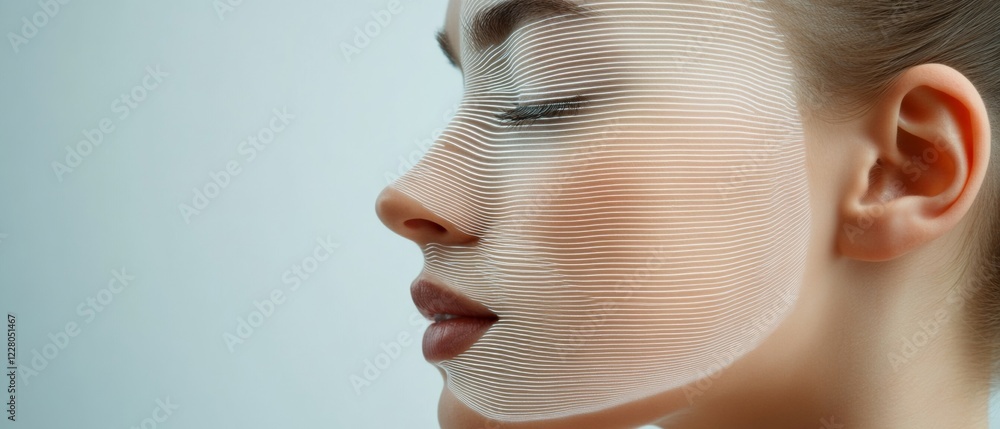 Poster Digital Face Mapping High-Tech Biometrics and Interactive Data Visualization on Glass Surfaces for Advanced Marketing Strategies in Business Intelligence - Empowering Data-Driven Decision Making