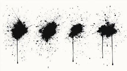 Black ink splashes isolated on white background. Grunge vector elements