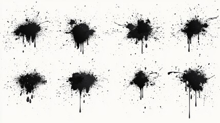 Black ink splashes isolated on white background. Grunge vector elements