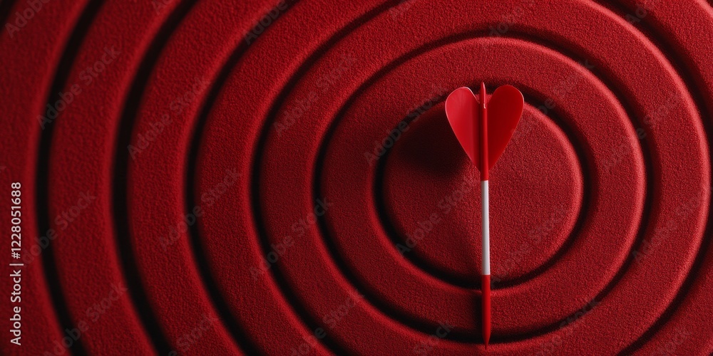 Poster contemporary precision in marketing red textured darts on target board for business strategy and vis