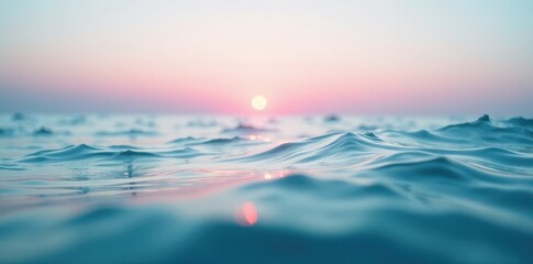 Aquatic Scene with Pinkish Blurred Water and Teal Sky, texture, grainy