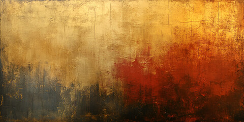 Obraz premium Abstract textured painting with warm earthy tones, Modern grunge art with gold and red gradient