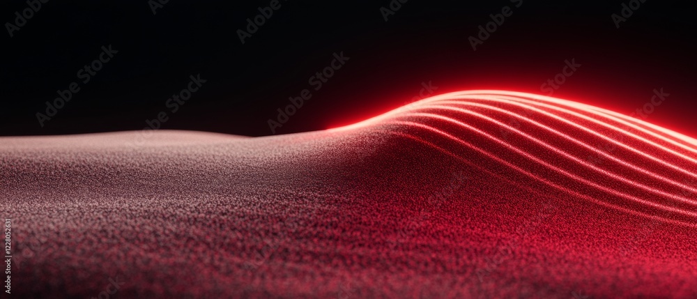 Aufkleber Holographic Data Visualization Dynamic Red Light Waves on Textured Surface - Cutting-Edge Tools for Tech Regulation and Auditing in Digital Business Environments