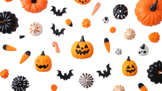 Top view halloween concept isolated on white background - Powered by Adobe