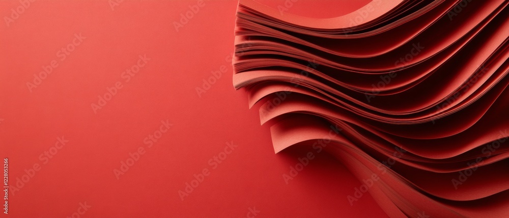 Aufkleber minimalist red paper waves textured aesthetic for creative workspaces - enhancing visual branding an