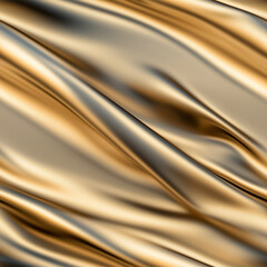 Seamless pattern Metallic gold satin with flowing waves | Shiny, luxurious silk textile texture, abstract golden background for design presentations.