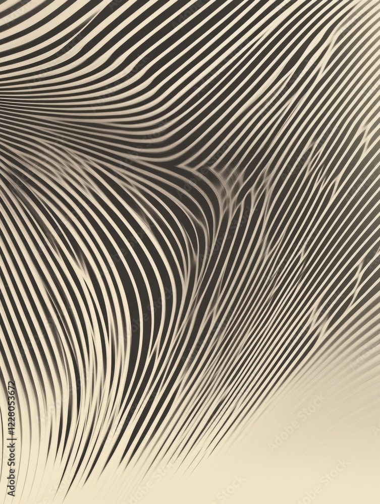 Poster wavy lines create an abstract pattern in neutral tones for modern artistic design. generative ai