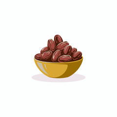 A vibrant illustration of a bowl overflowing with dates.