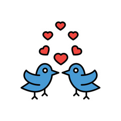 Lovebirds Pair icon vector stock illustration