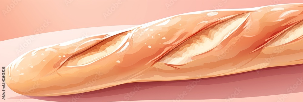 Poster elegant baguette on soft pink background with clean lines and light color palette
