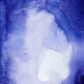Bright painted blue and violet watercolor texture. Hand drawn background