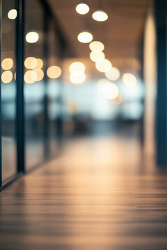 Interior of nice working environment modern office meeting room work space with workplaces in company. Blurry bokeh background.
