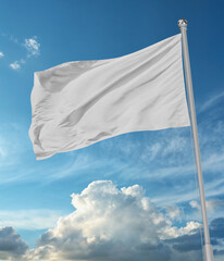 An image of an White Flag on a blue sky