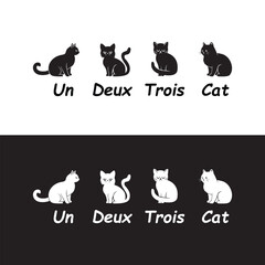 Un deux trois cat typography design for print. Cat lover t shirt design