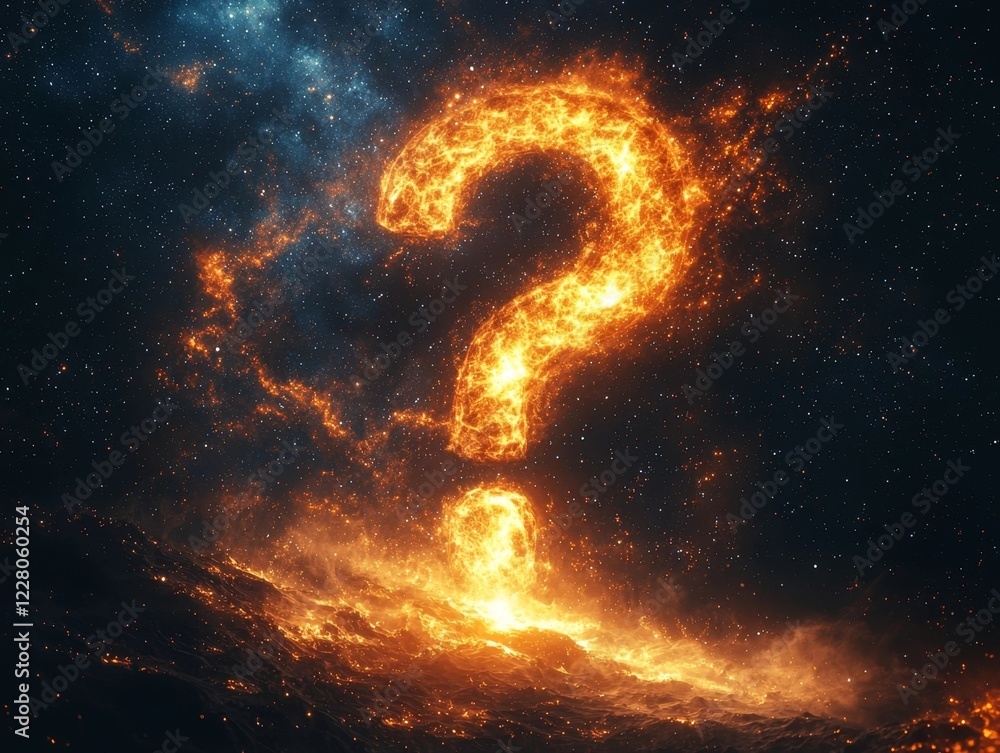 Poster Cosmic Question Mark Exploring the Mysteries of Existence and the Meaning of Life