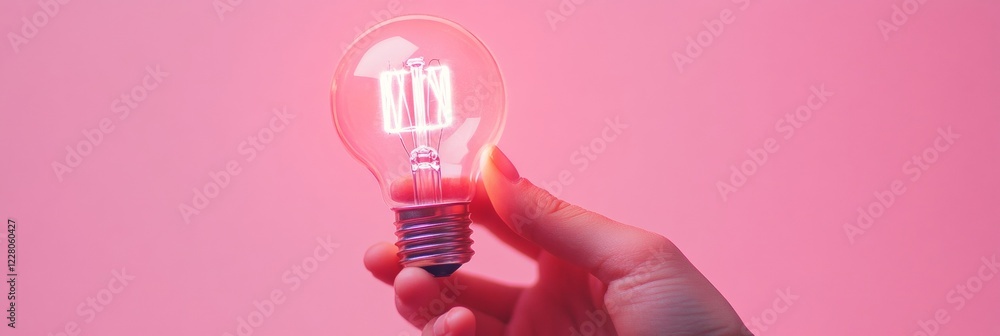 Aufkleber Futuristic Network Visualization Hand Holding Vibrant Lightbulb on Gradient Background - Tech-Driven Innovation Content for Digital Marketing and Business Transformation