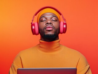Vibrant Audio Aesthetics Focus on Warm Textures and Colorful Headphones in Urban Podcasting Studio - Modern Storytelling and Digital Broadcasting Engagement