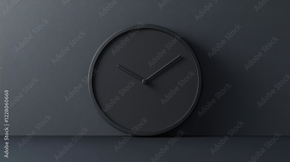 Aufkleber modern black wall clock displaying minimalistic design on a dark background in a contemporary settin