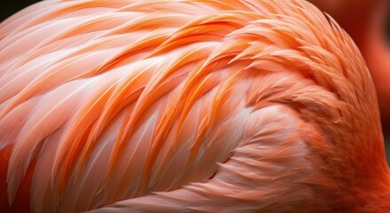 Fototapeta premium Close-up of a flamingo's vibrant feathers showcasing intricate patterns
