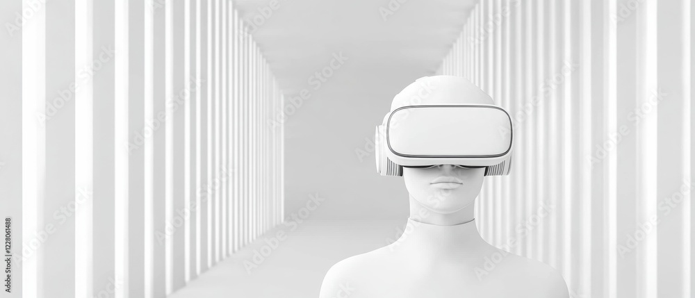 Leinwandbilder monochromatic virtual reality gear in modern office sleek white vr headset and minimalist design - c