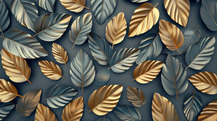 seamless 3d leaves pattern background