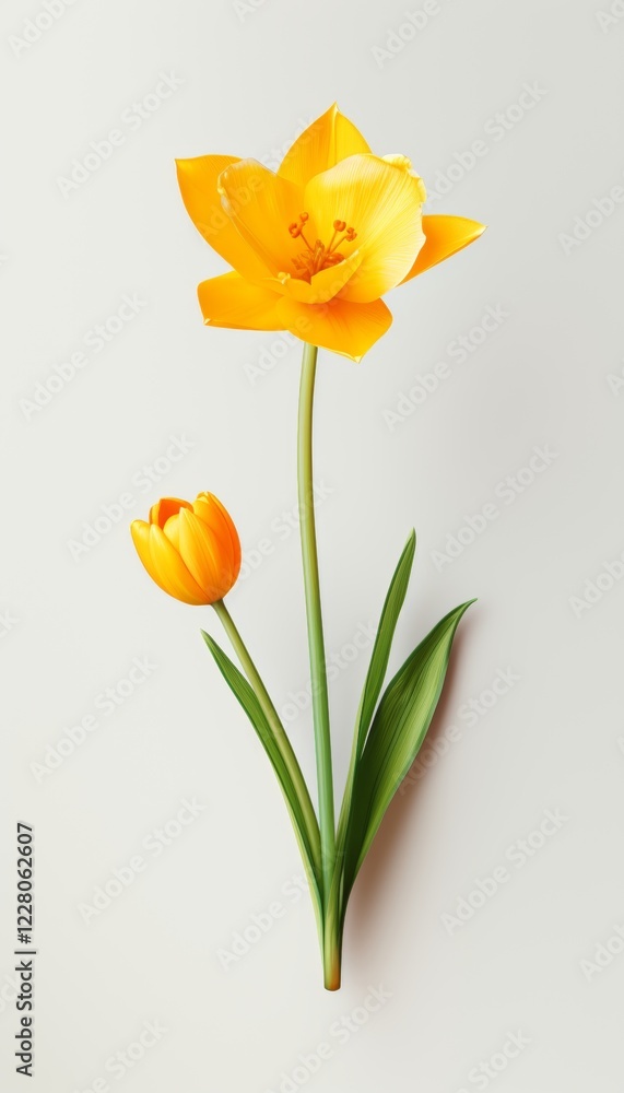 Poster single large flower on light background a captivating tulip or daffodil with soft gradients