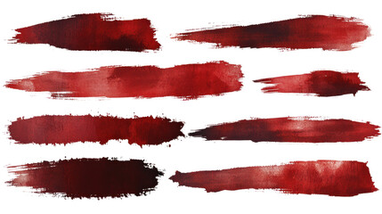 Vibrant red brush strokes ideal for artistic designs and backgrounds, isolated on a transparent background. PNG