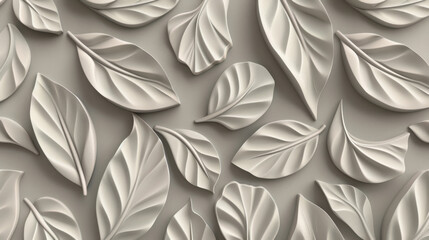 seamless 3d leaves pattern background