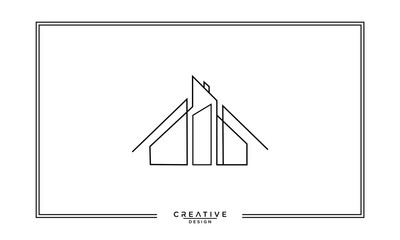 Line art logo icon of a modern house or home / real estate industry business