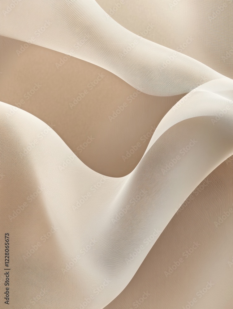Aufkleber Soft fabric drapes creating elegant waves and textures on a neutral background in a stylized arrangement. Generative AI