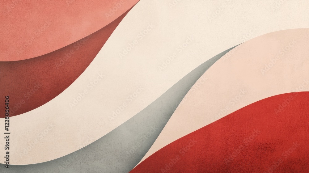 Aufkleber abstract design featuring flowing shapes and soft colors in soothing tones of red, cream, and gray s