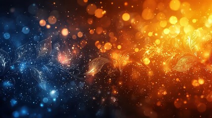 Obraz premium A vibrant abstract design with swirling colors and glowing particles.