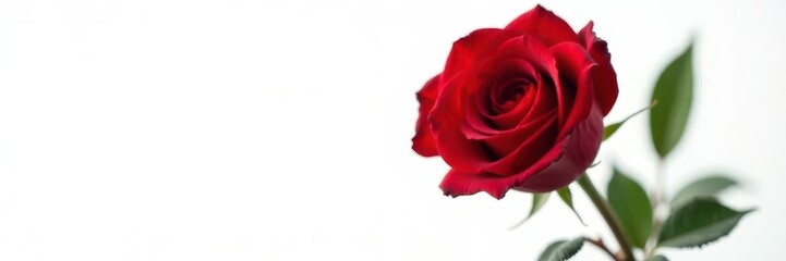 Deep red rose isolated, pure white background, beautiful, red rose